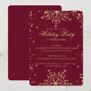 Invitation Fête de Noël d'entreprise Paillette Flocon de Neig