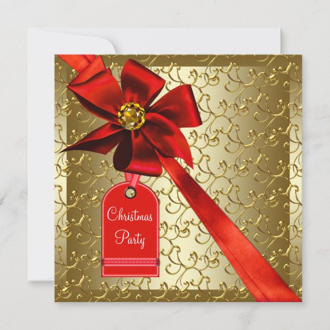 Invitation Fête de Noël d'entreprise Red Gold (Devant)