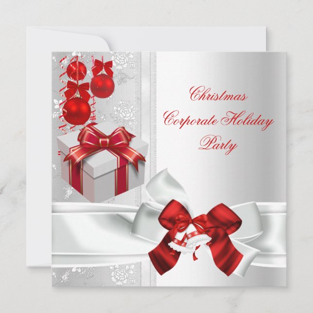 Invitation Fête de Noël d'entreprise rouge et blanc (Devant)