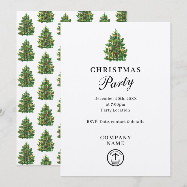 Invitation Fête de Noël d'entreprise Rustic Kraft (Devant / Derrière)