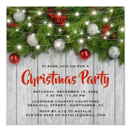 Invitation Fete De Noel D Entreprise Rustique D Hiver Zazzle Fr