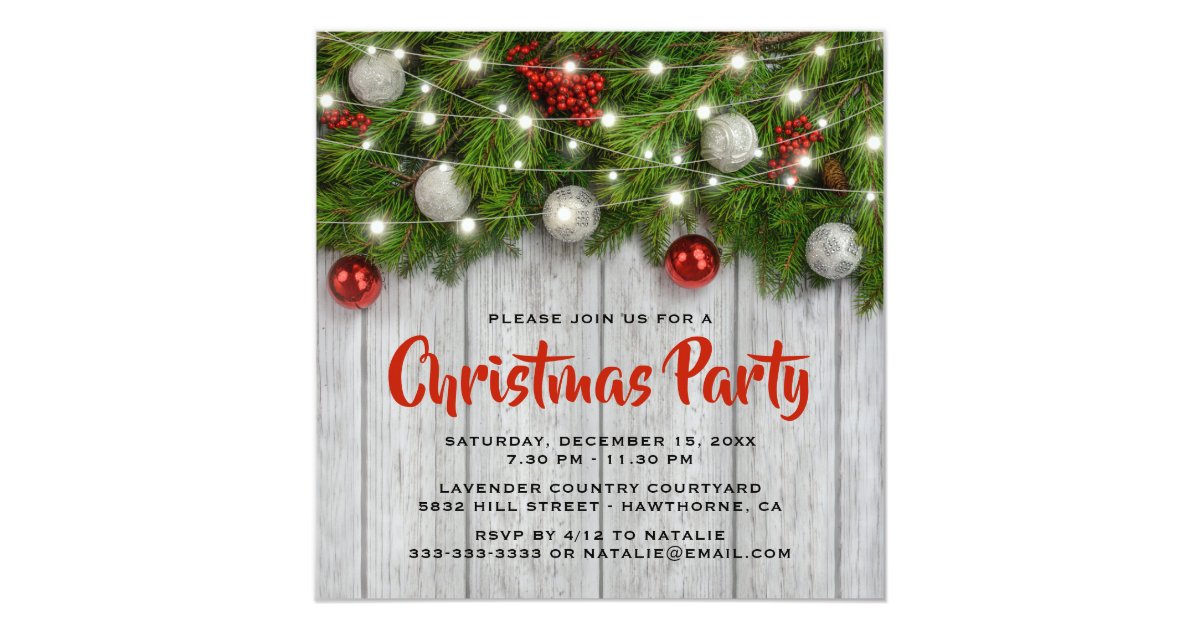 Invitation Fête de Noël d'entreprise rustique d'hiver Zazzle.fr