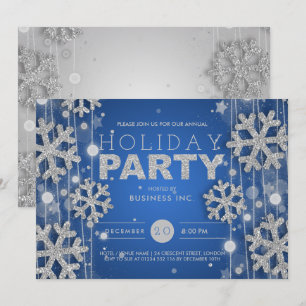 Invitation Fête de Noël d'entreprise Silver & Blue