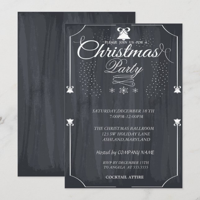 Invitation Fête de Noël d'entreprise vintage, (Devant / Derrière)