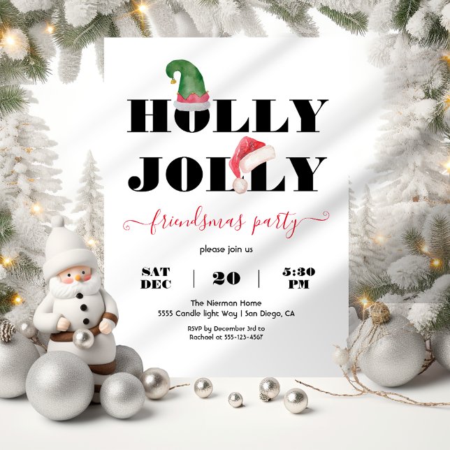 Invitation Fête de Noël des amis de Holly Jolly (Créateur téléchargé)