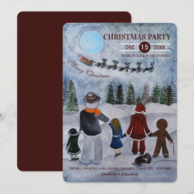 Invitation Fête de Noël des amis festifs (Devant / Derrière)