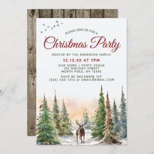 Invitation Fête de Noël des animaux forestiers de bois
