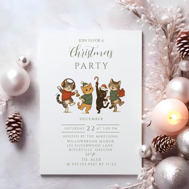Invitation Fête de Noël des chats de Noël (Créateur téléchargé)