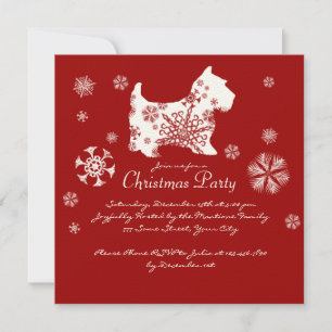 Invitation Fête de Noël des Chiens rouges et blancs