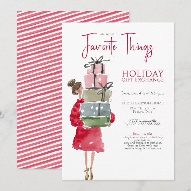 Invitation Fête de Noël des Choses Préférées (Devant / Derrière)