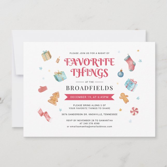 Invitation Fête de Noël des Choses Préférées (Devant)