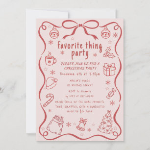 Invitation Fête de Noël des Choses Préférées Dessinée à la Ma