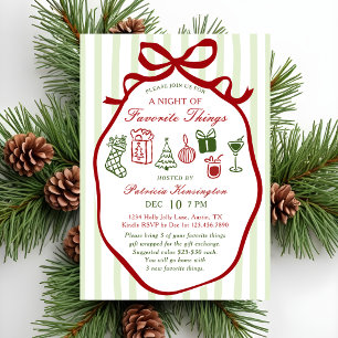 Invitation Fête de Noël des Choses Préférées Dessinées à la M