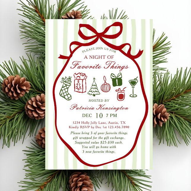 Invitation Fête de Noël des Choses Préférées Dessinées à la M (Créateur téléchargé)