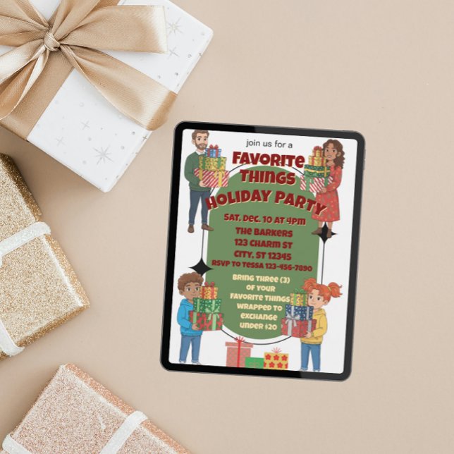 Invitation Fête de Noël des Choses Préférées, échange de cade (Créateur téléchargé)