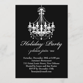 Invitation Fête de Noël des élégants lustres noirs et blancs
