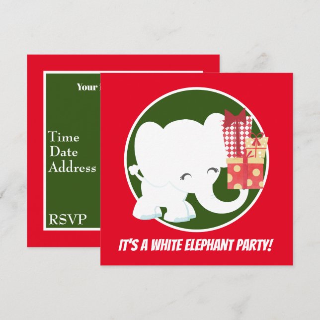 Invitation Fête de Noël des éléphants blancs (Devant / Derrière)