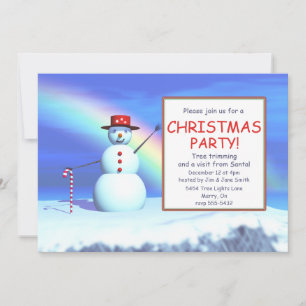 Invitation Fête de Noël des enfants Snowman