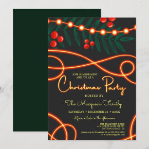 Invitation Fête de Noël des Feuilles de canneberges