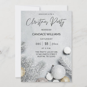 Invitation Fête de Noël des Feuilles d'ornements et de pins