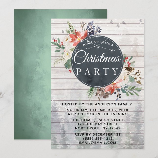 Invitation Fête de Noël des feux de forêt d'hiver en Russie (Devant / Derrière)