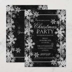 Invitation Fête de Noël des flocons d'argent élégants