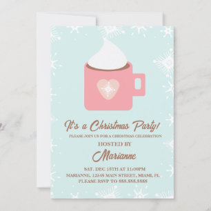 Invitation Fête de Noël des flocons de cacao chaud