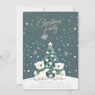 Invitation Fête de Noël des ours polaires enneigés