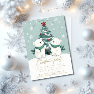 Invitation Fête de Noël des ours polaires neige mignonne