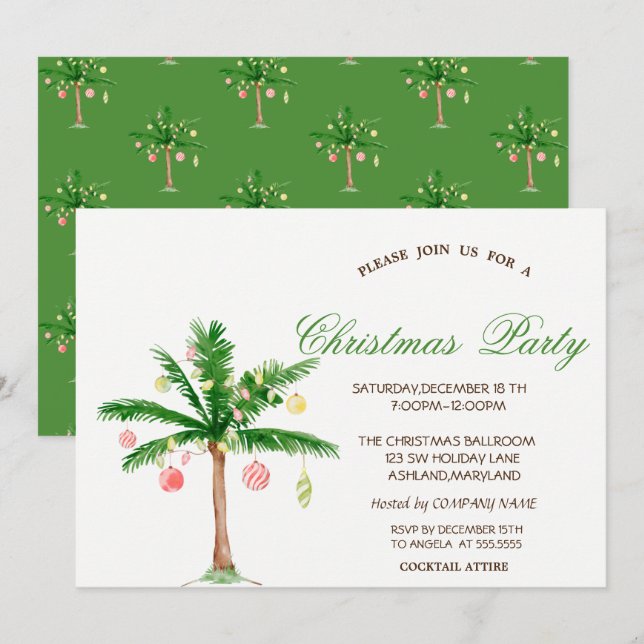 Invitation Fête de Noël des palmiers (Devant / Derrière)