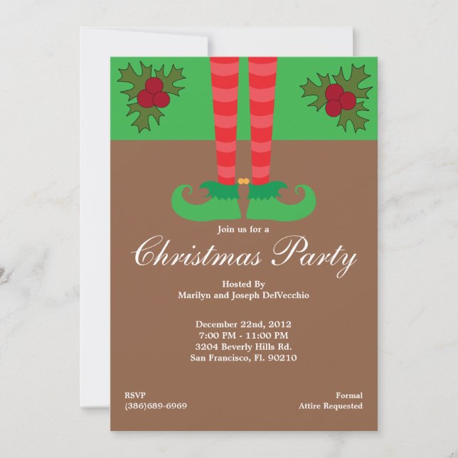 Invitation Fête de Noël des Pieds-Elf (Devant)