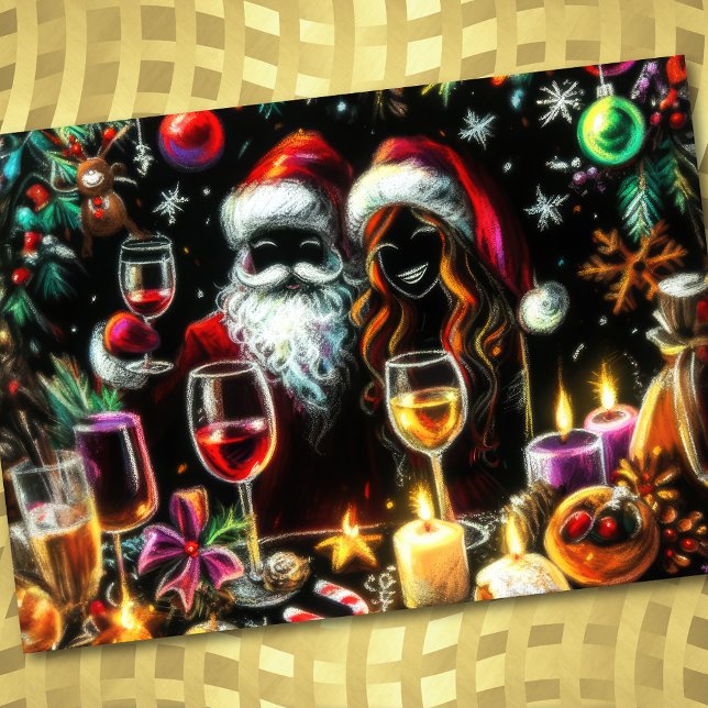 Invitation Fête de Noël Dessin Pastel Père Noël (Créateur téléchargé)