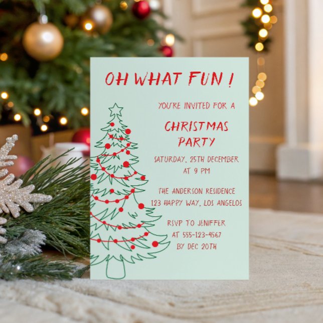 Invitation Fête de Noël dessinée à la main avec plaisir (Créateur téléchargé)
