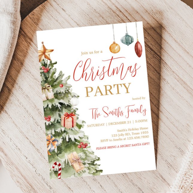 Invitation Fête de Noël d'hiver (Christmas Tree Winter Holiday Christmas Party Invitation)