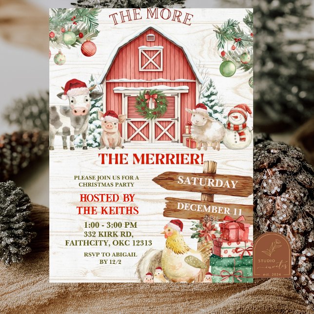 Invitation Fête de Noël d'hiver avec des animaux de ferme (Créateur téléchargé)