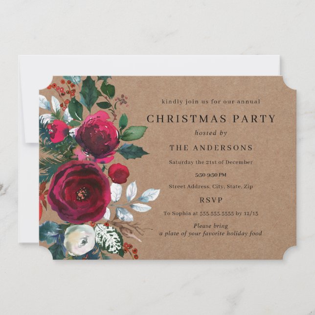 Invitation Fête de Noël d'hiver de la Bourgogne verte (Devant)
