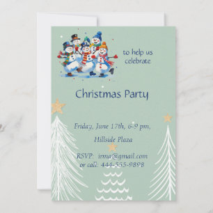 Invitation Fête de Noël d'hiver Joyeux Danseurs Snowmen