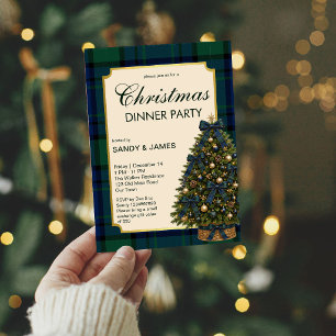 Invitation fête de Noël dinatoire baies à nœud papillon carre