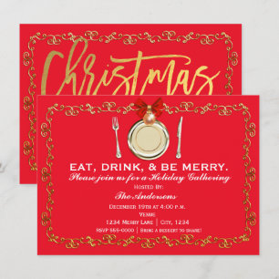 Invitation Fête de Noël Dîner de fête Manger Boire Se réjouir