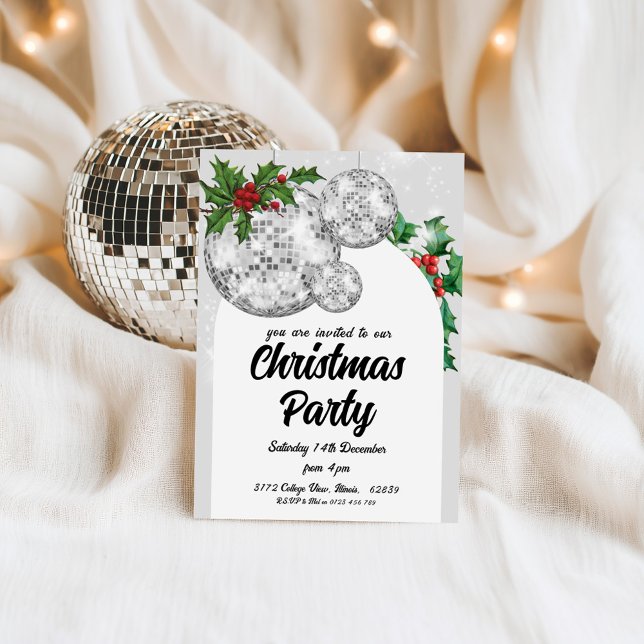 Invitation Fête de Noël disco à boule  (Créateur téléchargé)