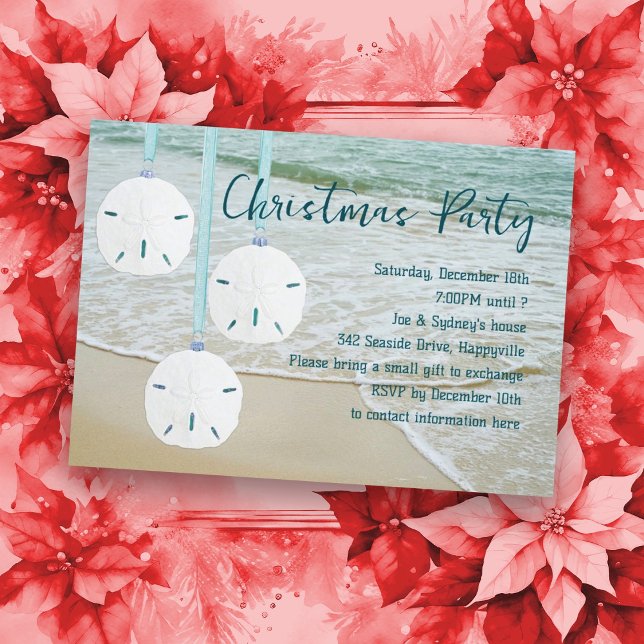 Invitation Fête de Noël Dollars de Sable Thème de Plage (Créateur téléchargé)