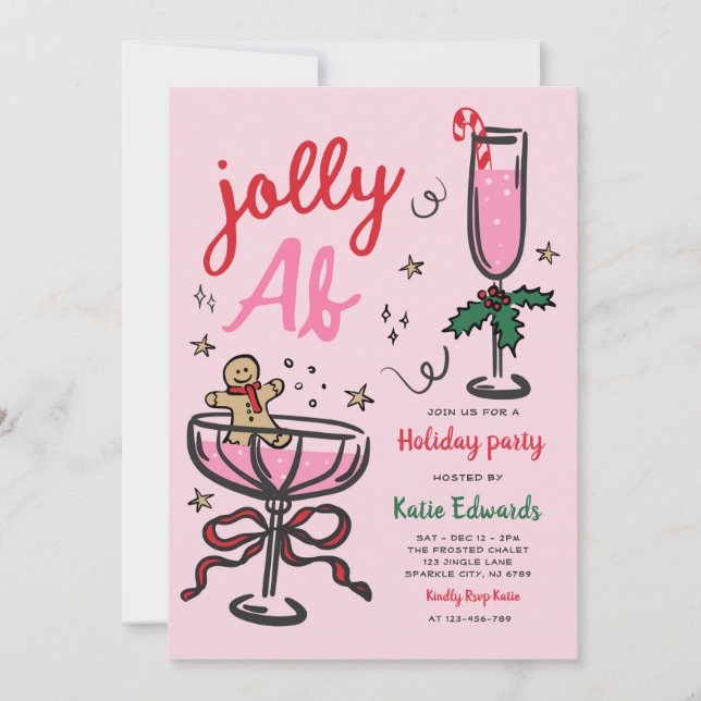 Invitation Fête de Noël drôle et joyeuse Cocktail Party Fête  (Devant)
