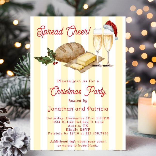 Invitation Fête de Noël drôle et unique sur le thème du beurr (Créateur téléchargé)