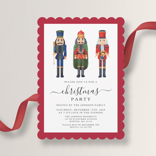 Invitation Fête de Noël du Casse-Noisette Festif  (Festive Nutcracker Christmas Party Invitation)