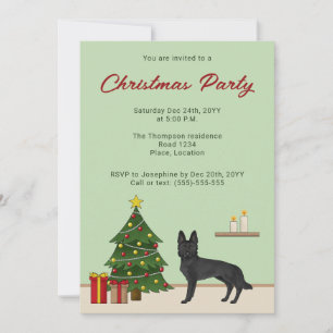 Invitation Fête de Noël du chien berger allemand noir