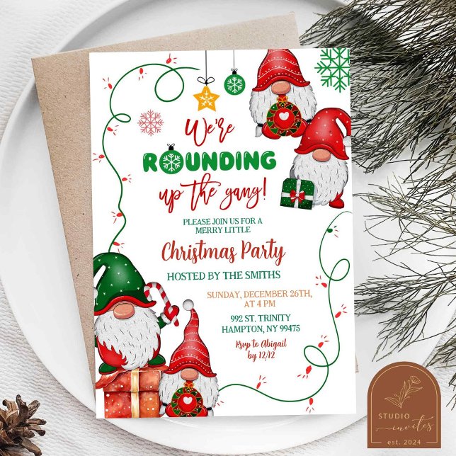 Invitation Fête de Noël du Gnome de Rassemblement de la Bande (Créateur téléchargé)