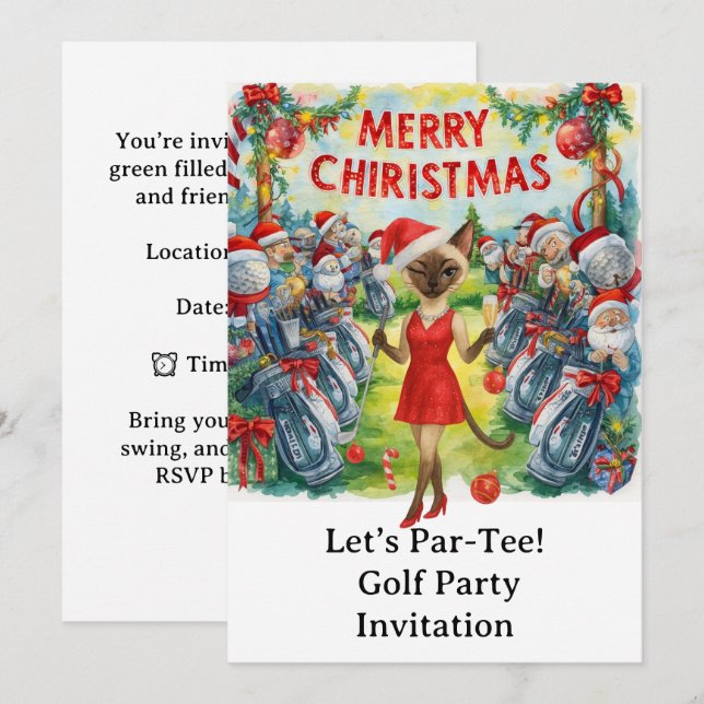 Invitation Fête de Noël du golf sur la mise en vert (Devant / Derrière)
