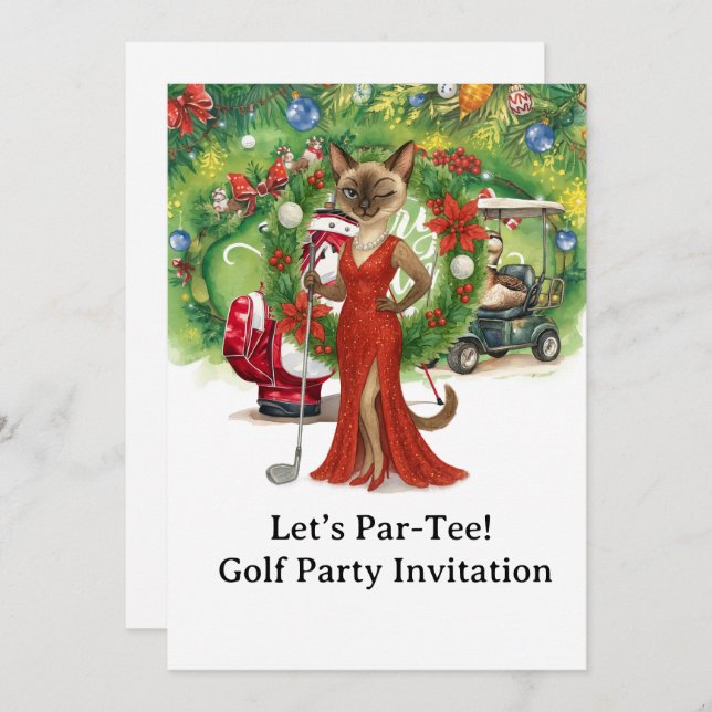 Invitation Fête de Noël du golf sur la mise en vert (Devant / Derrière)