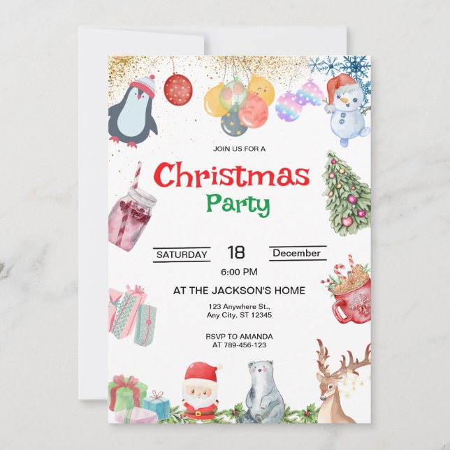 Invitation Fête de Noël du Père Noël (Devant)