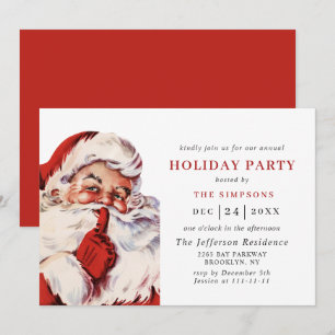 Invitation Fête de Noël du Père Noël Retro